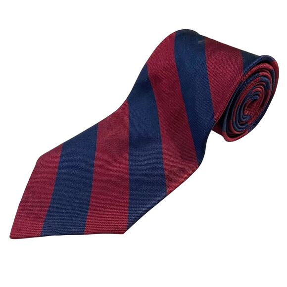 Jonathan Stewart Neck Tie Red Blue Stripe Silk USA 61x3.75 Preppy Suit Career - Picture 6 of 7